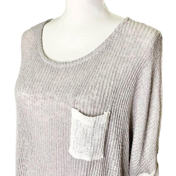 Women’s Key To My Heart gray white color block sweater - Picture 2 of 8